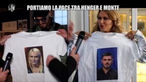 francesco monte ed eva henger a le iene con la maglietta della pace