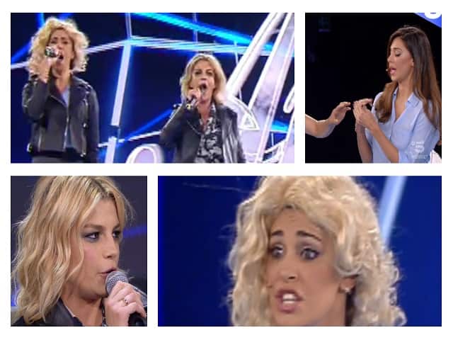 Foto Belén ed Emma che cantano insieme ad Amici 2018 Serale