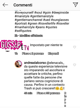 andrea dal corso commento ig su uomini e donne