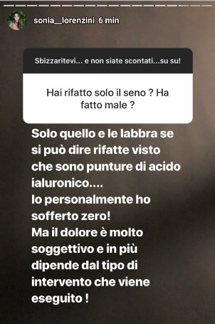 sonia lorenzini labbra rifatte 