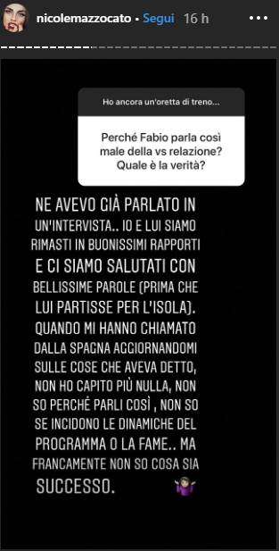 Nicole Mazzocato Fabio Colloricchio sfogo Instagram