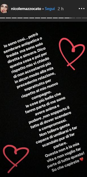 Nicole Mazzocato sfogo Instagram Fabio Colloricchio