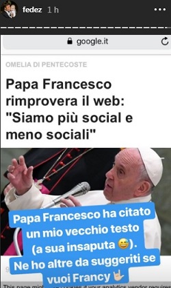Fedez Papa Francesco Instagram