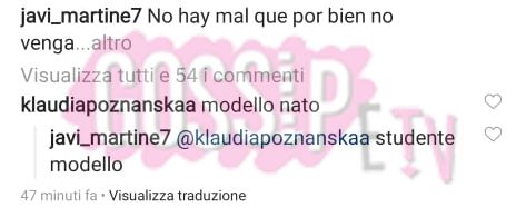 klaudia poznanska commento instagram javier