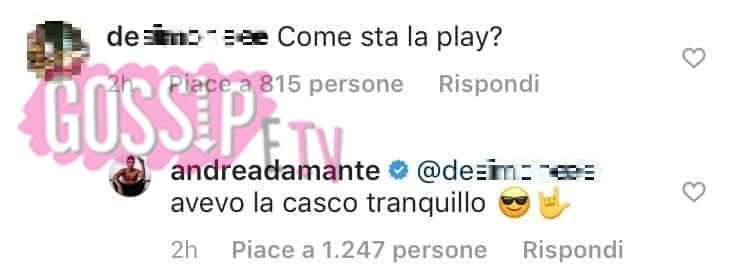 andrea damante commento instagram