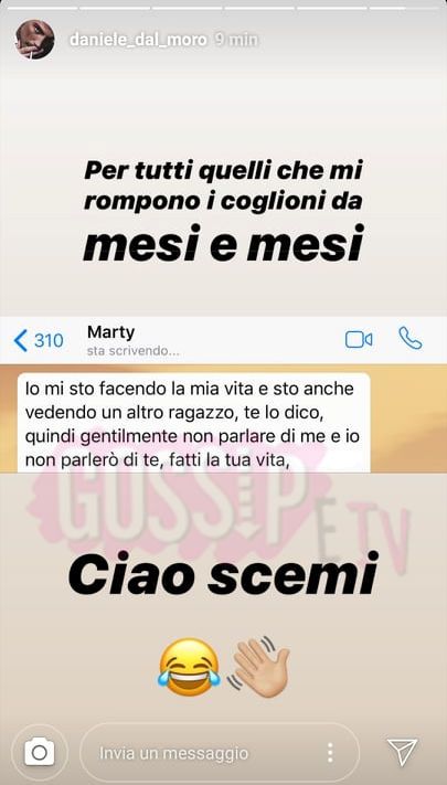 ultimi messaggi daniele e martina