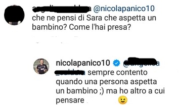 nicola panico risposta intagram dolce attesa sara