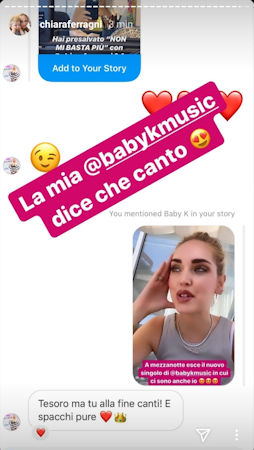 baby k messaggio chiara ferragni