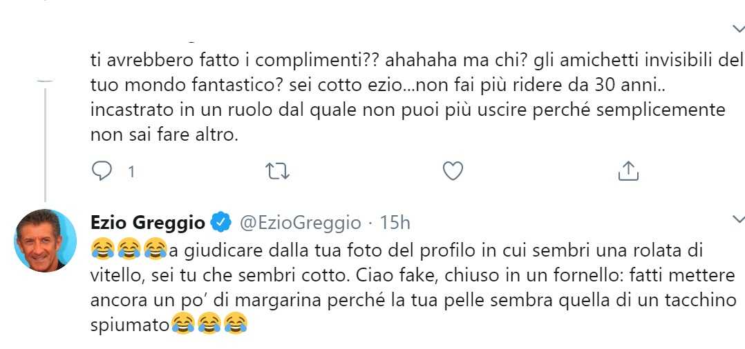 Ezio Greggio replica dura al fan