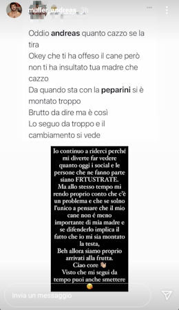 andreas critiche instagram su veronica