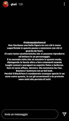 ghali instagram stories contro tale e quale