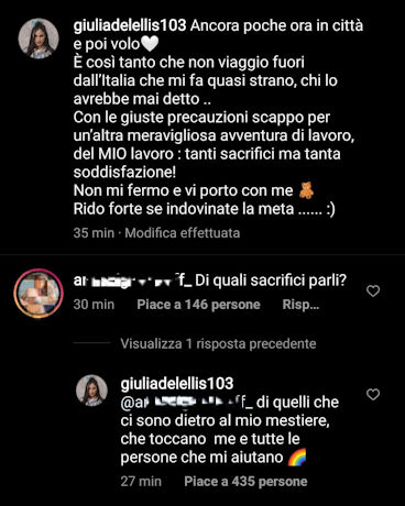 de lellis commenti instagram