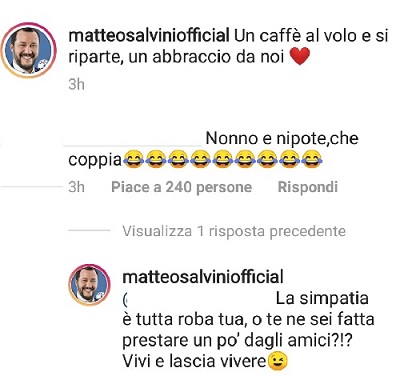 Salvini risposte Instagram