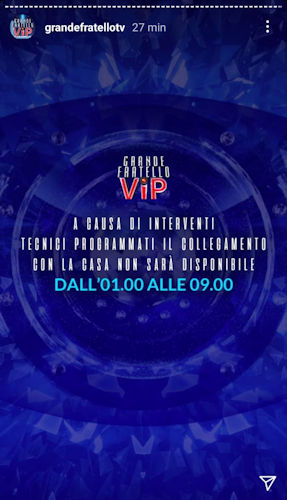 avviso gf vip 5 stop diretta