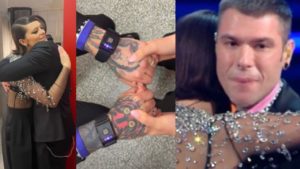 Fedez a Sanremo 2021 con i bracciali anti ansia piange sul palco Fedez a Sanremo 2021 con i bracciali anti ansia piange sul palco