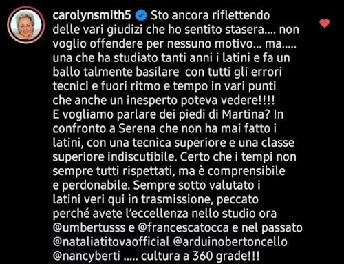 carolyn smith instagram parole martina amici