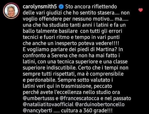 carolyn smith instagram parole martina amici
