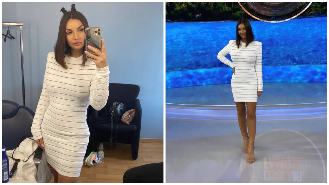 elettra lamborghini selfie con abito bianco