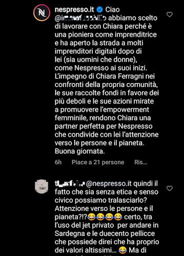 nespresso commenti instagram