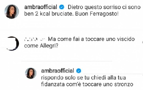 Ambra e Allegri, sbrocco