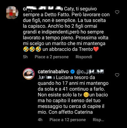 caterina balivo critica mantenuta marito