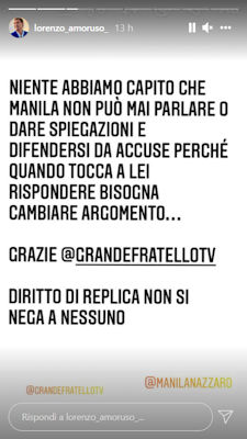 amoruso difende manila nazzaro instagram
