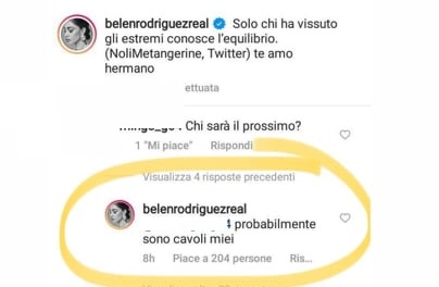 Belen risposta spiazzante su Antonino