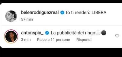 Antonino Spinalbese e il commento social a Belen