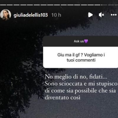 Giulia De Lellis storia Instagram GF Vip