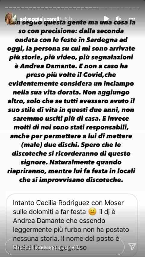 Selvaggia Lucarelli storia contro Andrea Damante