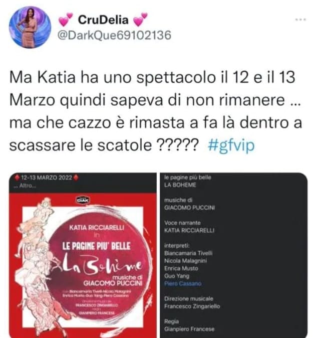 Katia fuori dal Gf Vip