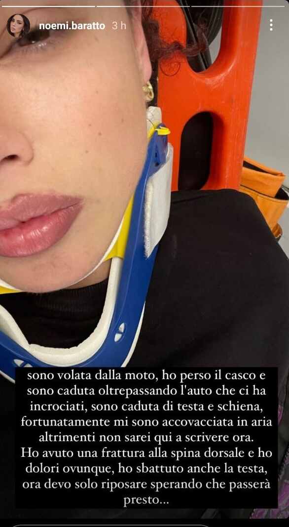 Noemi Baratto incidente stradale