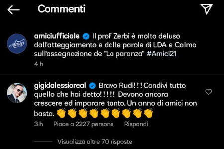 amici 2022 gigi d'alessio instagram