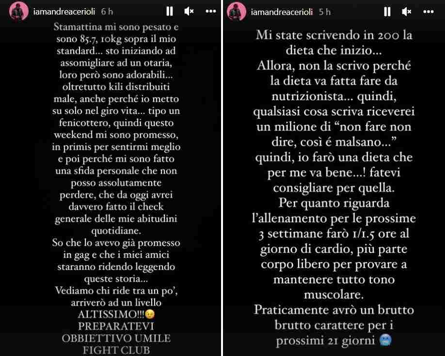 Andrea Cerioli e l'aumento di peso