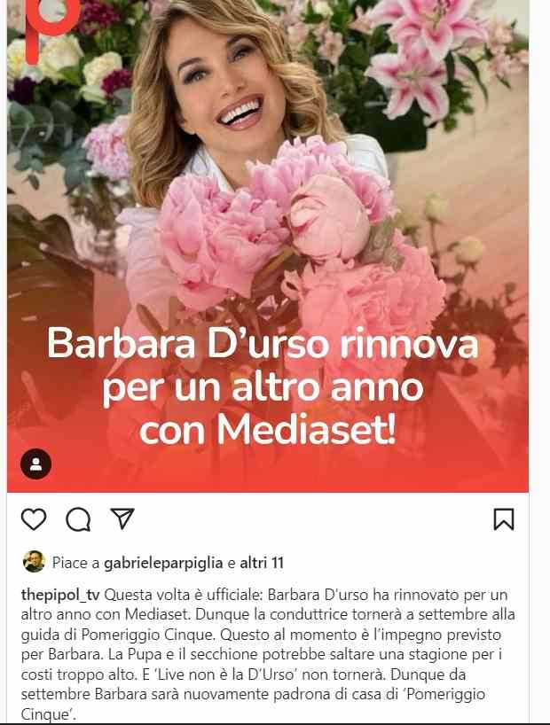 d'urso resta a Mediaset