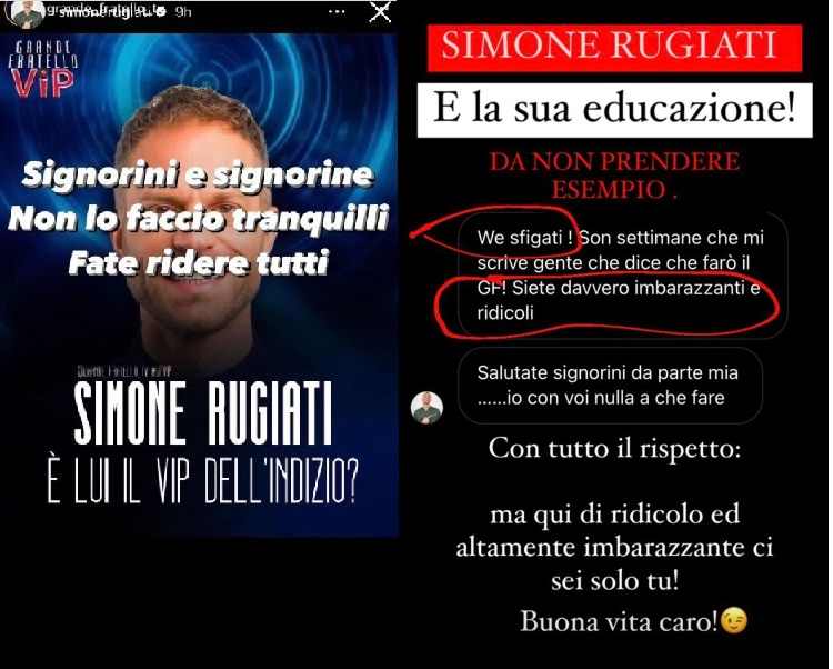 Signorini e Simone Rugiati, smentita