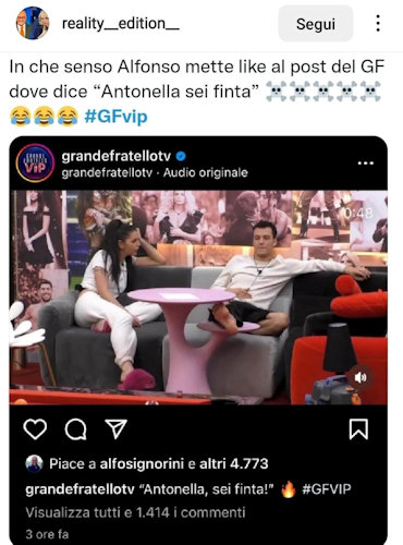 Alfonso signorini mi piace antonella finta