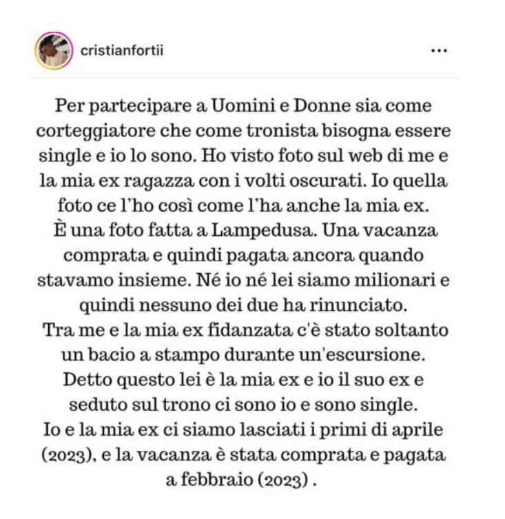 cristian - uomini e donne- segnalazione