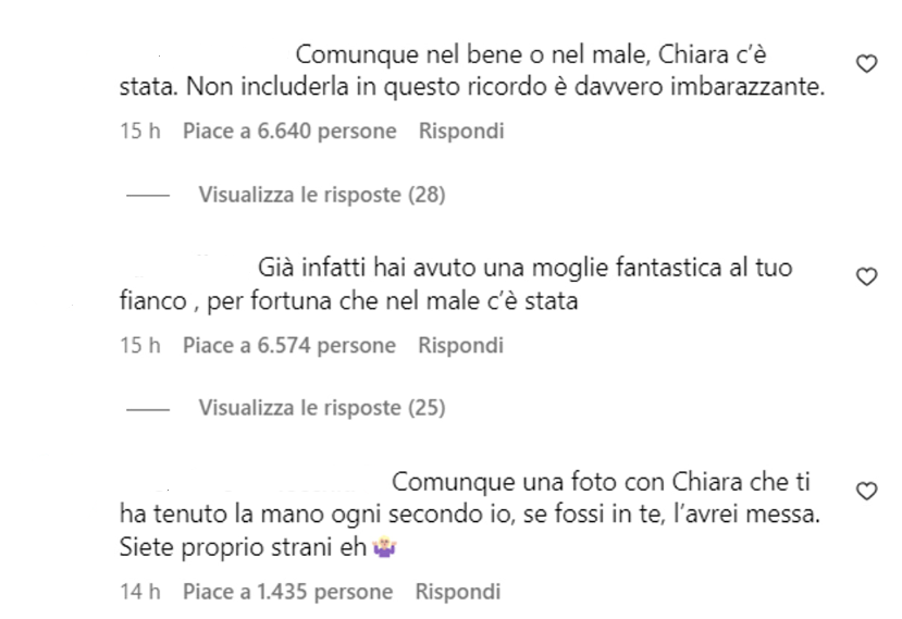 Fedez è stato sommerso dalle critiche per non aver incluso Chiara nel suo ultimo post