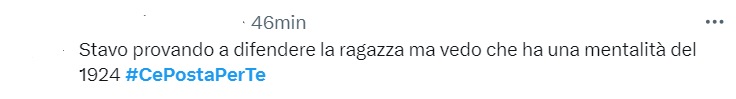 Commento su X sulla puntata di C'è posta per te in difesa di Jessica