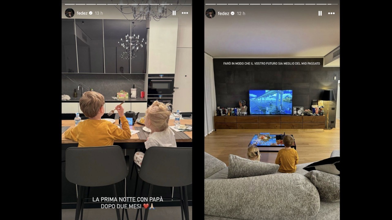 Stories Instagram di Fedez con I figli 
