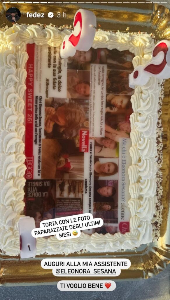 Fedez ha pubblicato una torta di compleanno molto particolare per la sua assistente