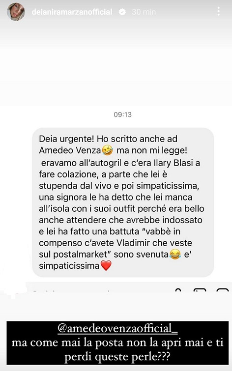 A Deianira Marzano è arrivata la segnalazione di una frecciatina di Blasi verso Luxuria