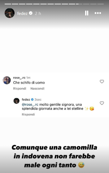 fedez risponde a hater nelle stories