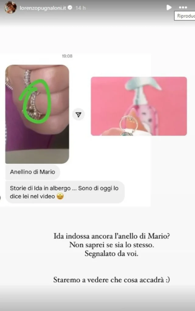 Pugnaloni pubblica delle foto in cui Ida sembra indossare ancora l'anello di Mario