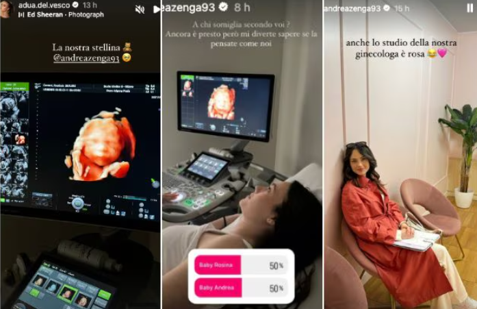 Andrea Zenga e Rosalinda Cannavò pubblicano le foto dell'ecografia della figlia