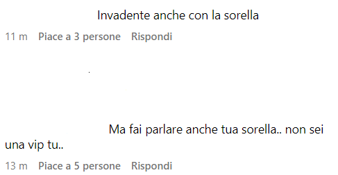 I commenti del web sull'atteggiamento di Tina 