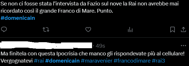 Il web commenta l'omaggio di Mara Venier a Franco Di Mare