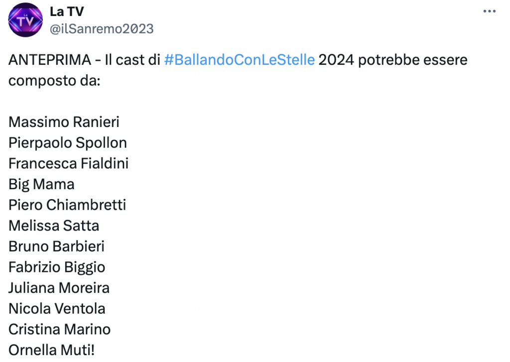 La Tv pubblica il presunto cast di Ballando Con Le Stelle