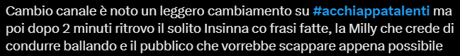 Il web commenta l'Acchiappatalenti